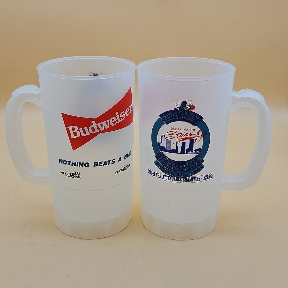 Vintage Charlotte Hornets Budweiser Plastic Mugs Cups‎ 90s 1990 1991
